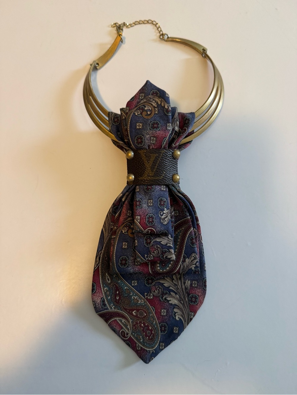 Upcycled Statement Tie Necklace